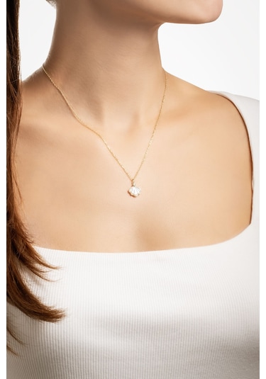 Deniz Kabuğu 18 Ayar Sarı Altın Kaplama 45 Cm Gümüş Kolye Sarı