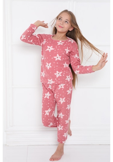 Sleeproom Kişlik Çocuk Polar Pijama Takim Pudra