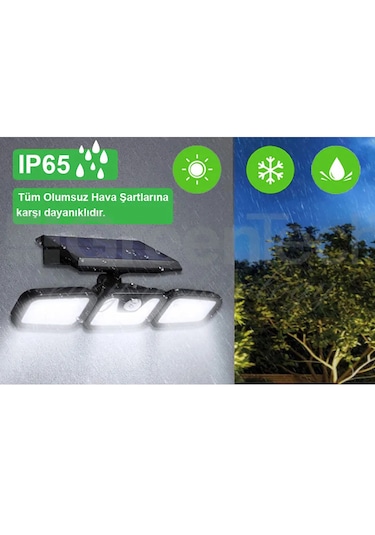 Greentech Güneş Enerjili Hareket Sensörlü 3 Taraflı Led Aydınlatma / GT-SL07
