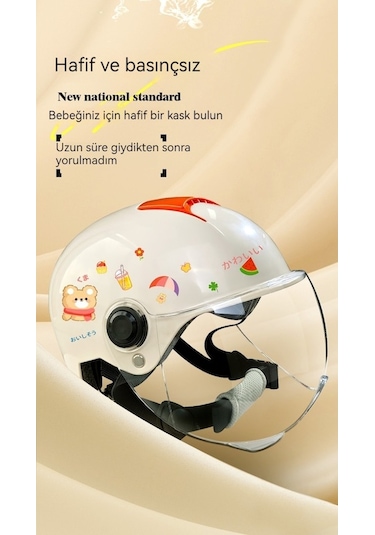Eternal Luck 3c Sertifikalı Ayarlanabilir Çocuk Kaskı - Bej Açık Yeşil