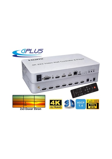 Gplus 4Kvw344P 2X3 Video Wall Controller Hdmı Wifi Duvar Ekran