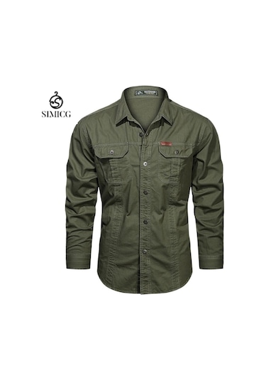 İlkbahar Ve Sonbahar İçin Uzun Kollu Erkek Gömlekleri, Günlük Ve Bol Kesim Erkek Gömlekleri Yeşil
