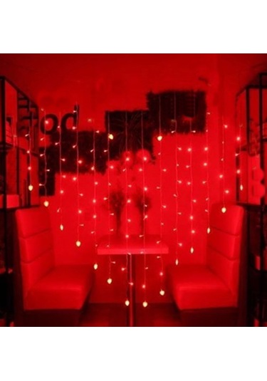 Kalp Şekilli 2 Metre 124 Led 8 Mod Saçaklı Led Işık Kırmızı