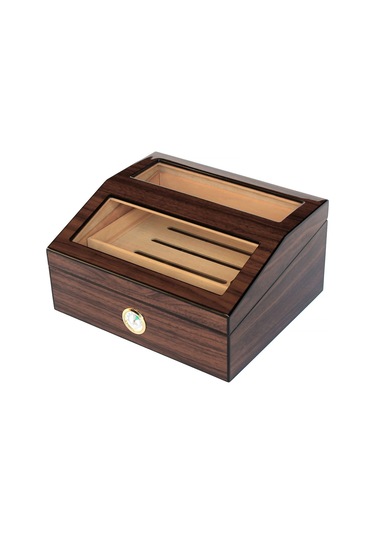 Falconetti İspanyol Sediri 2 Kat Camlı Kahverengi Humidor Puro Kutusu Ra93ak