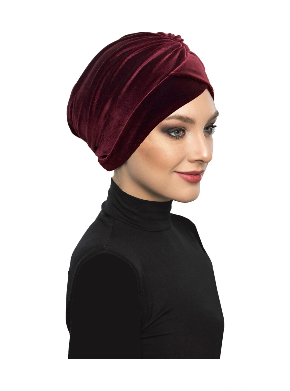 Kadife Kardelen Astarlı Bordo Hazır Türban Tesettür Bone Bordo