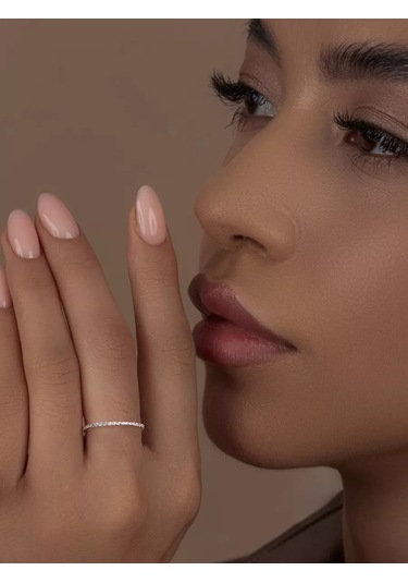 Veronika 925 Ayar Gümüş Alyans - Altın Kızarmış Şeritli 79989615 Altın