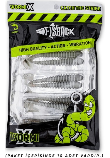 Silikon Kurt Yem - 4,2g 105mm - Turna/levrek Silikonu - 1 Adet - Gri/beyaz - Karides Kokulu