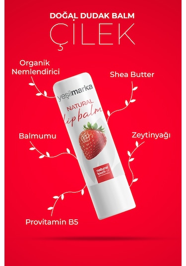 Yeşilmarka Çilek Doğal Dudak Balmı