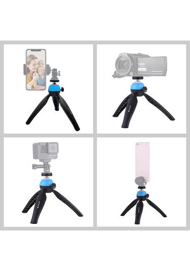 Puluz 360 Derece Top Başlı Mini Tripod Dağı Mavi