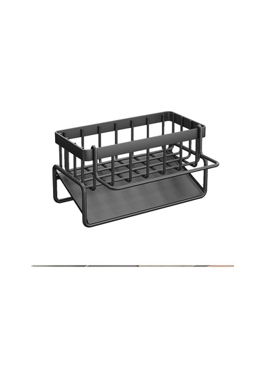 Maiyame Pratik Mutfak Lavabo Organizatörü - Paslanmaz Çelik, Gri, Otomatik Tahliyeli, Havlu Askılı Siyah