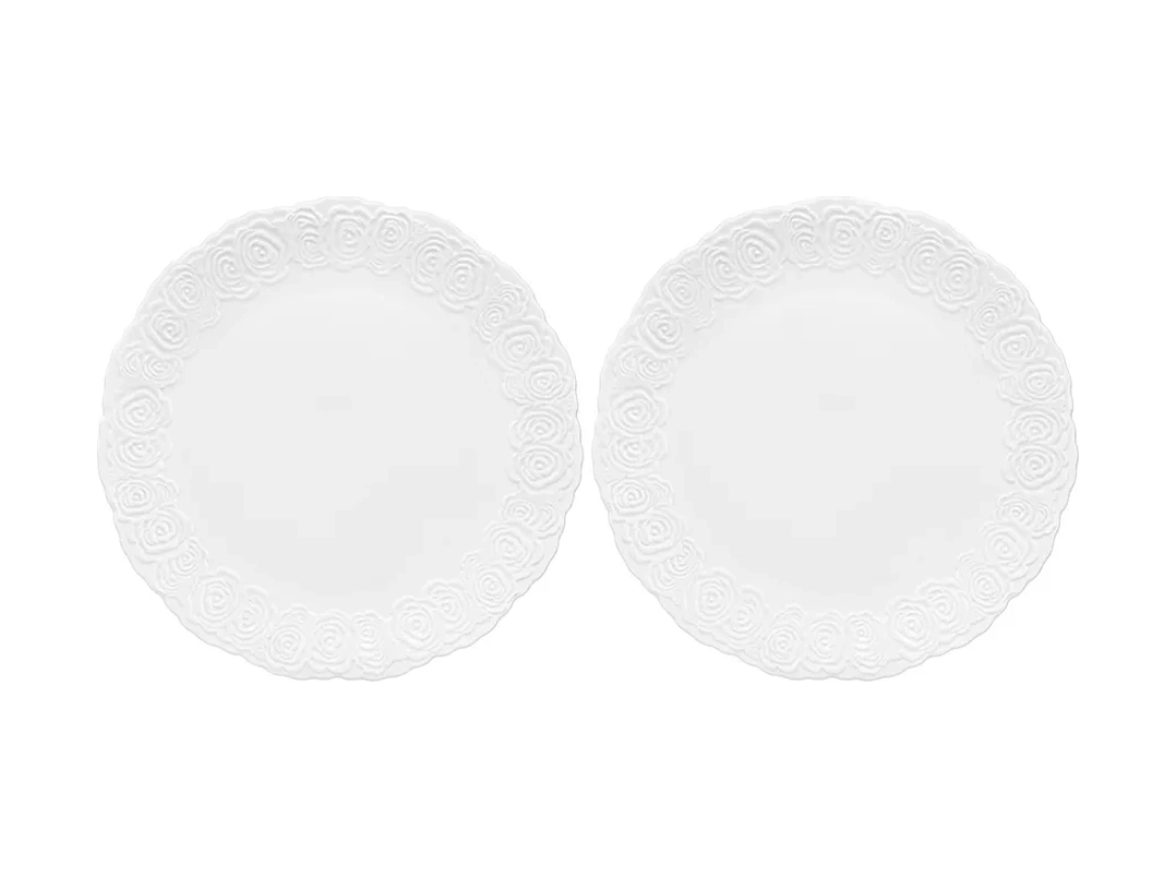 Elan Gallery Güller Figürlü Tabaklar, 2 Adet, 26,5 Cm 340585461 Beyaz