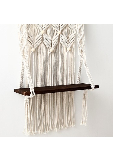 Suntek Makrome El Yapımı Boho Püskül Goblen Duvar Kahverengi