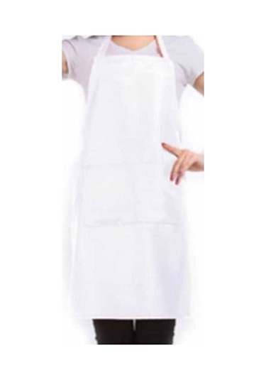 Ulzyvf Polyester Pamuk Önlük Mutfak Karışımı Kalın Cepli Beyaz Beyaz Wj Beyaz