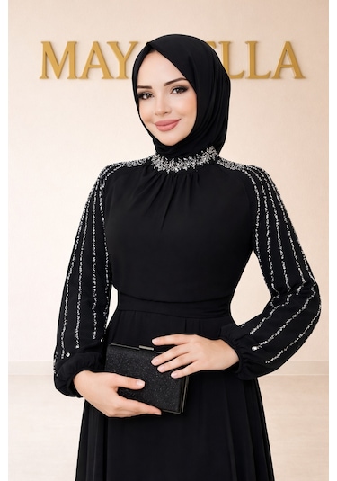 Mayabella İşlemeli Abiye-20251311-mb3 Siyah