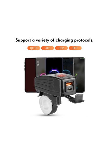 Xindoker Motosiklet Usb Şarj Cihazı, Pd+qc3.0 Çift Port Hızlı Şarj, Led Voltaj Göstergesi, 12/24v, 22-25mm Direksiyon Uyumlu Xindoker Motosiklet Usb Şarj Cihazı, Pd+qc3.0 Çift Port Hızlı Şarj, Led Voltaj Göstergesi, 12/24v, 22-25mm Direksiyon Uyumlu