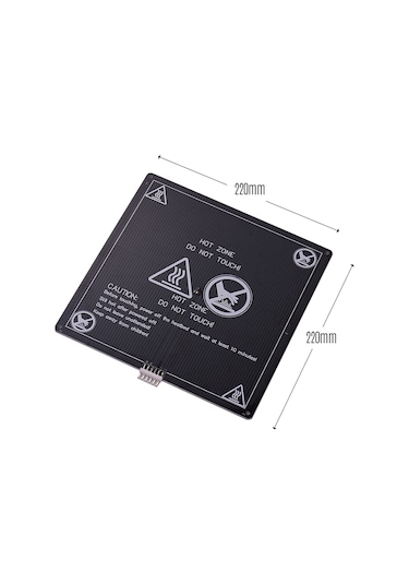 Symbee Anet A8/a6/a2 Uyumlu 3d Yazıcı Isıtmalı Platform - 220x220x3mm Alüminyum Taban, 12v 120w, Siyah Kaplama Ve Isıtma Kablosu