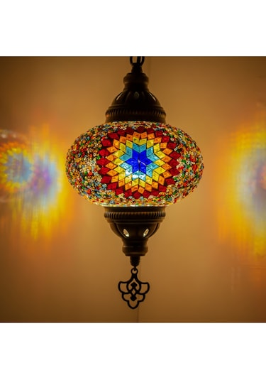 Mozaik Gece Lambası Balkon İçin Tekli Avize Renkli