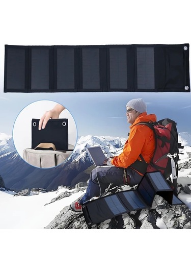 Elmpaly Altı Katlanır Portatif Güneş Paneli Kampçılık Seyahat Şarj