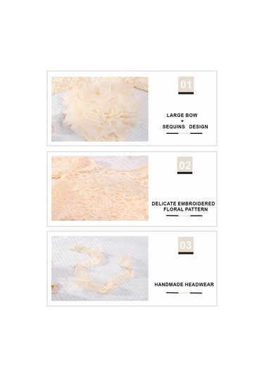 Doğan Kız Fotoğraf Çekim Kıyafetleri Dantel Doğumlu Fotoğraf Kıyafetleri Bebek Zarif - Bej Bej