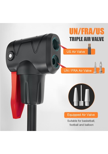 Yaozixa Alüminyum Alloy Ev Ve Dışarı Kullanımı İçin Bisiklet, Araba, Motosiklet, Basketbol Topu Pompa - P32bc-03 Basınç Göstergeli 150psı Maksimum