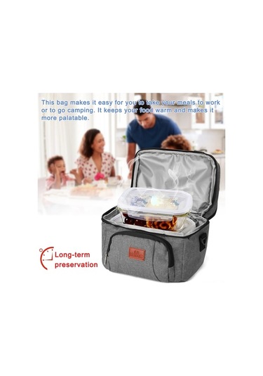 Pazly Öğle Yemeği Çantası El Taşınabilir Isı Yalıtımlı Piknik İş Çantası Gri Gri