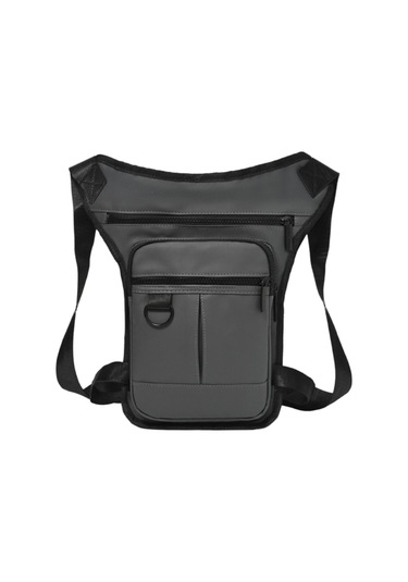 Homyl Erkek Bel Çantası Motosiklet Bacak Fanny Paketi Gri Gri