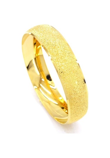 Ferizz 22 Ayar Altın Kaplama Simli Bilezik 15Mm Kalınlık Altın