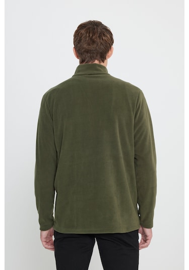 Anti-pilling Tüylenme Yapmayan Standart Fit Bato Yaka Soğuk Geçirmez Sweatshirt Polar Haki