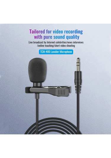 Lemestar Takstar Tcm-400 Omnidireksiyonel Kragı Mikrofonu 3.5mm - Canlı Yayın, Röportaj, Video Kaydı İçin 5m Kablo İle Plug & Play