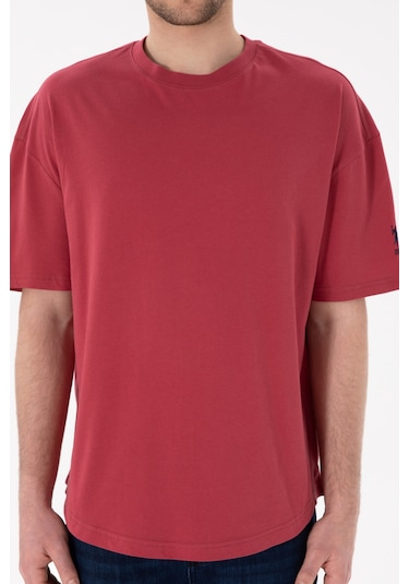 U.S. Polo Assn. Erkek Long Fit Bisiklet Yaka Vişne Basic Tişört 50305988-VR223