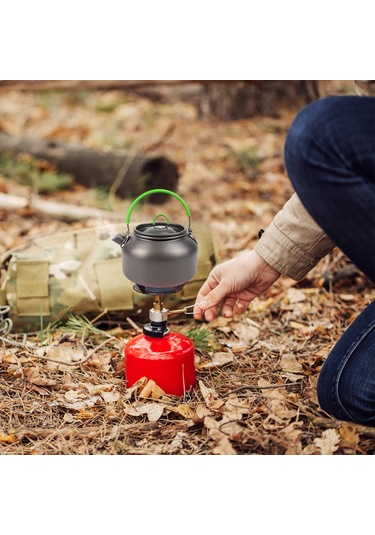 Xiyyadms 0.8l Alüminyum Çelik Taşınabilir Kamp Çaydanlığı - Yeşil Kollü, Hiking Ve Piknik İçin Hafif Dış Mekan Su Kaynakı Yeşil