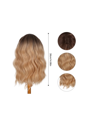 Pretfy 38cm Kahküllü Kısa Saç Peruk Dalgalı Sarı Saç Peruk İsıya Dayanıklı Sentetik Kadınlar İçin Cosplay Parti Günlük Kullanım