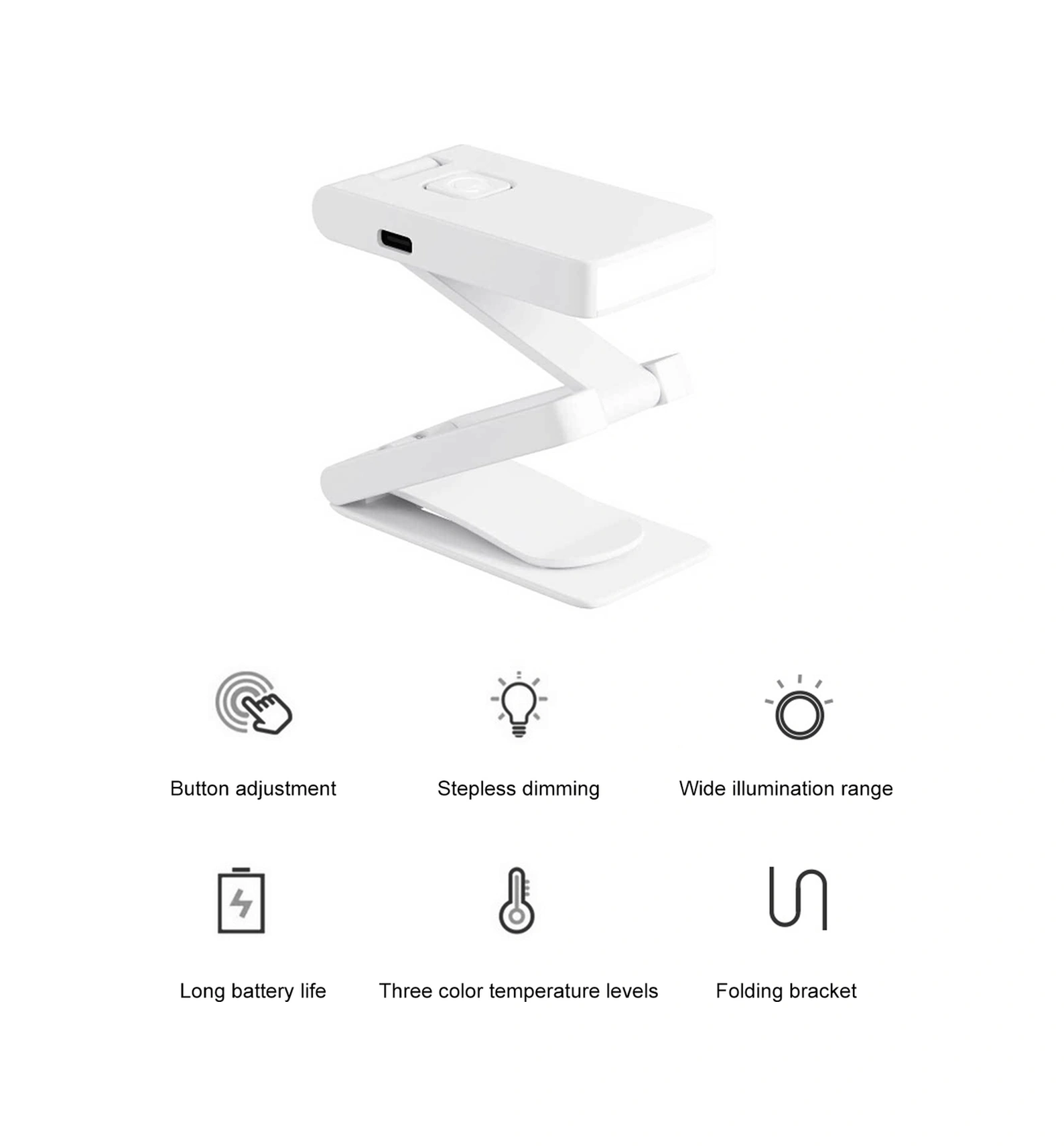 Kangvka Usb Şarjlı Mini Klips Lambası - 2w, 400mah Pil, 3 Işık Modu Beyaz/sarı/ıslak Sarı , Sürekli Parlaklık Ayarlama, Taşınabilir, Dış Mekan Ve Ev İçin Diğer