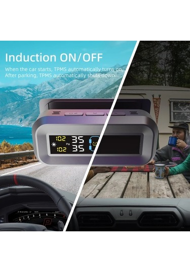 Boatshop1 Ynf Kablosuz Güneş Şarj Ve Lastik Basınç Monitörü Sistemi Siyah 4 Dış Sensör Lcd Ekran Otomatik Ayar Suv Mpv Rv