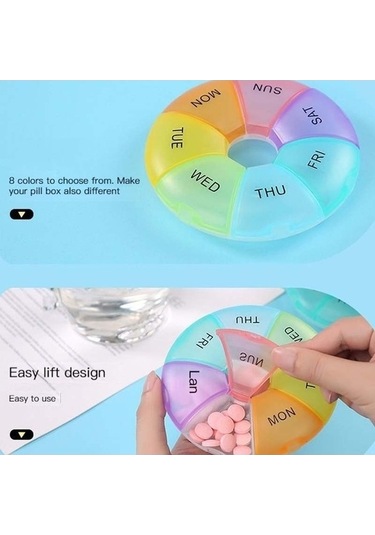 Tongxida Bosphorusboutique Yuvarlak 7 Taşınabilir Sones Siyah Plastik Kutu Izgara Hap Gün Gökkuşağı Adet 7 2 Dn Siyah Siyah