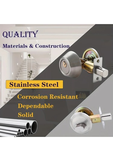 Chuangyinshop Tek Taraflı Silindirli Ölü Kilit Hırsızlık Önleyici Paslanmaz Çelik Kapı Donanımı