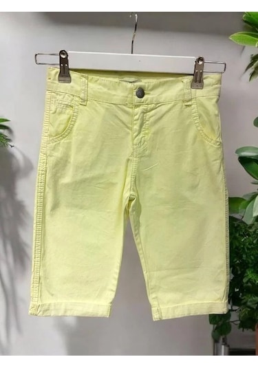 Zekids Erkek Çocuk Dokuma Kapri Şort-10726 Sarı