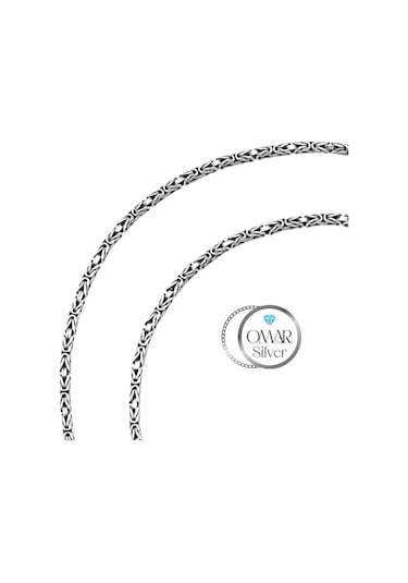 Omar Silver Zincir 925 Ayar 2 Mm Gümüş Erkek Kare Kral Kolye