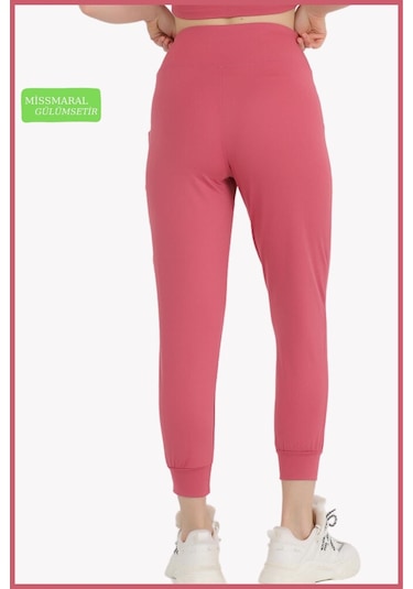 Kadın Curve Eşofman Alt Gül Kurusu Jogger Dalgıç Kumaş Yüksek Bel Çift Cepli Joggers 1061 GÜL KURUSU