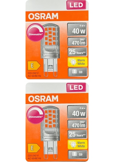 Osram 4w 40w 2700k Sarı Işık G9 Duylu Dim Edilebilir Led Kapsül Ampul 2 Adet