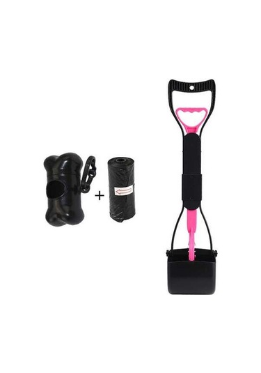 Ulzyvf Katlanır Uzun Saplı Köpek Kaka Küreği - Poşet Ve Saklama Kutusu Dahil Pembe Pembe