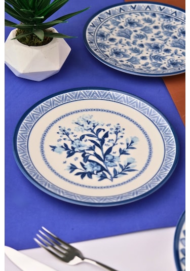 Tabak Evi Porselen Blue Heaven Pasta Takımı 20cm 4 Kişilik 4 Parça Tvl4ptprs1194 Çok Renkli