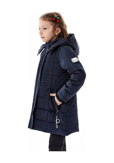 Benitto Kids Kız Çocuk Kapüşonlu Kışlık Şişme Mont 51355 Lacivert