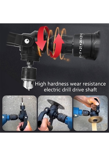 Xurunkeji 90 Derece Matkap Adaptörü Çok İşlevli Matkap Adaptörü Dik Açı Matkap Ataşmanı Metal Matkap Mandren Aksesuarı