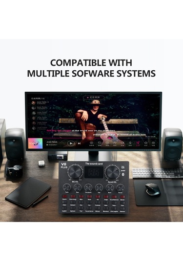 Hfambition V8plus Dışarıdaki Ses Kartı Seti: 16 Canlı Efekt, 3 Ses Değiştirme, Bt Akompaniman, İki Telefon İle Canlı Yayın, Bilgisayar Uyumlu