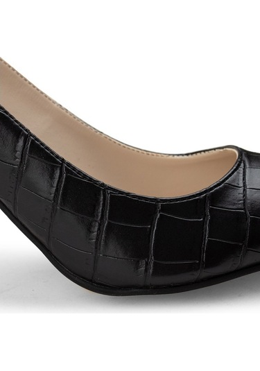 Deery Siyah Kroko Kadın Stiletto Siyah