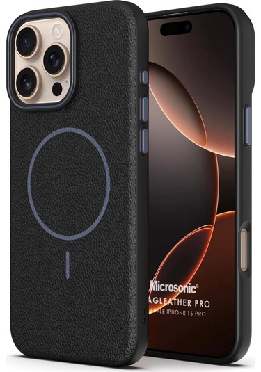 Microsonic İphone Uyumlu 16 Pro Kılıf Magleather Pro Siyah -