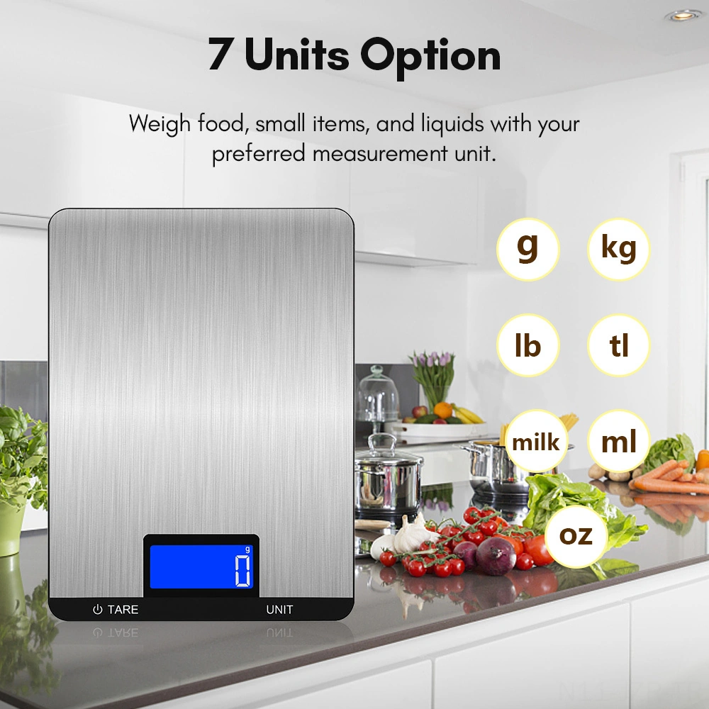 Geeroyoo Dijital Mutfak Terazi 5kg, 7 Ölçü Birimi, Lcd Ekran, Dokunmatik Tuş, Usb Şarjlı, Paslanmaz Çelik, Hassas Ölçüm 3g/0.1oz Siyah
