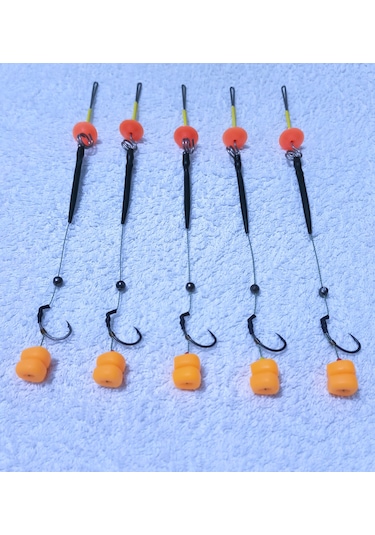 5 Adet Küspe Telli Sazan Rig Takımı Çift Turuncu Esp Mısır'lı