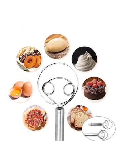 Hamur Çırpıcı Paslanmaz Çelik Profesyonel Hamur Karıştırıcı 19 Cm Gümüş